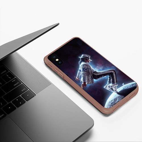 Чехол iPhone XS Max матовый Michael Jackson on the moon / 3D-Коричневый – фото 3