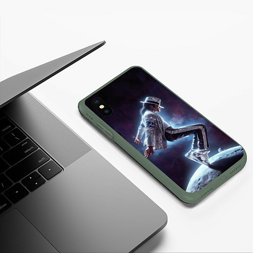 Чехол iPhone XS Max матовый Michael Jackson on the moon / 3D-Темно-зеленый – фото 3