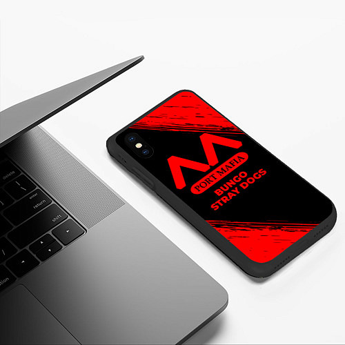 Чехол iPhone XS Max матовый Bungo Stray Dogs - red gradient / 3D-Черный – фото 3