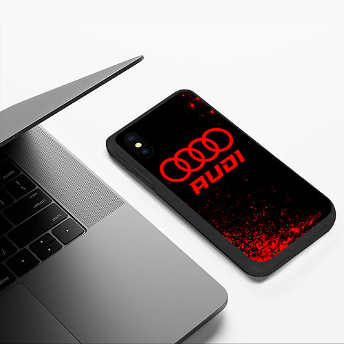 Чехол iPhone XS Max матовый Audi - red gradient / 3D-Черный – фото 3