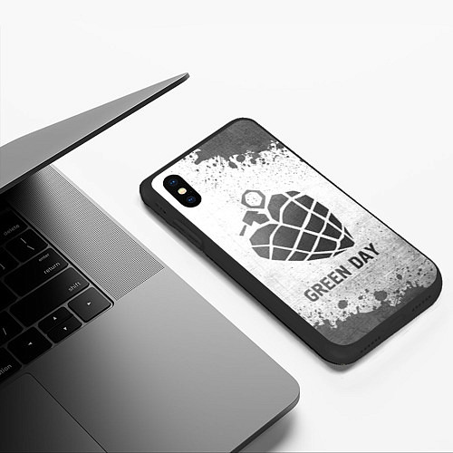 Чехол iPhone XS Max матовый Green Day - white gradient / 3D-Черный – фото 3