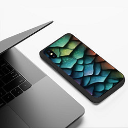 Чехол iPhone XS Max матовый Цветная чешуя дракона, цвет: 3D-черный — фото 2