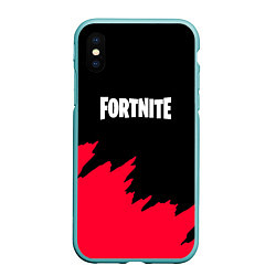 Чехол iPhone XS Max матовый Fortnite розовые краски, цвет: 3D-мятный