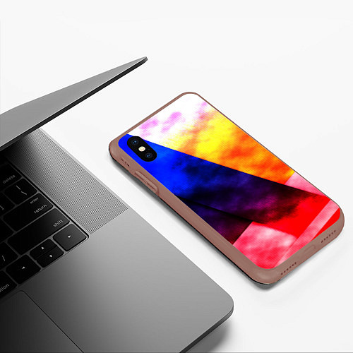 Чехол iPhone XS Max матовый Градиентовая геометрия / 3D-Коричневый – фото 3