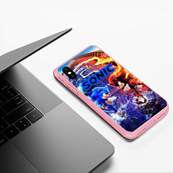 Чехол iPhone XS Max матовый Соник и Шэдоу ёжики, цвет: 3D-баблгам — фото 2