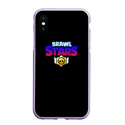 Чехол iPhone XS Max матовый Brawl stars neon logo, цвет: 3D-светло-сиреневый