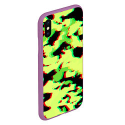 Чехол iPhone XS Max матовый Камуфляж зелёный глитч, цвет: 3D-фиолетовый — фото 2