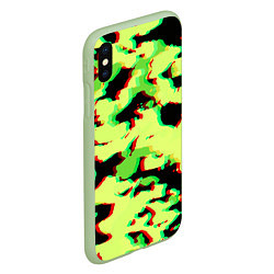 Чехол iPhone XS Max матовый Камуфляж зелёный глитч, цвет: 3D-салатовый — фото 2