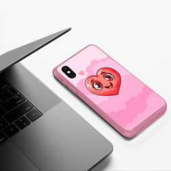 Чехол iPhone XS Max матовый Милое красное сердечко, цвет: 3D-малиновый — фото 2