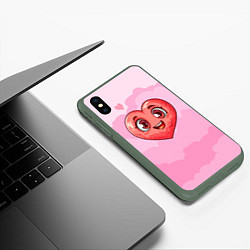 Чехол iPhone XS Max матовый Милое красное сердечко, цвет: 3D-темно-зеленый — фото 2