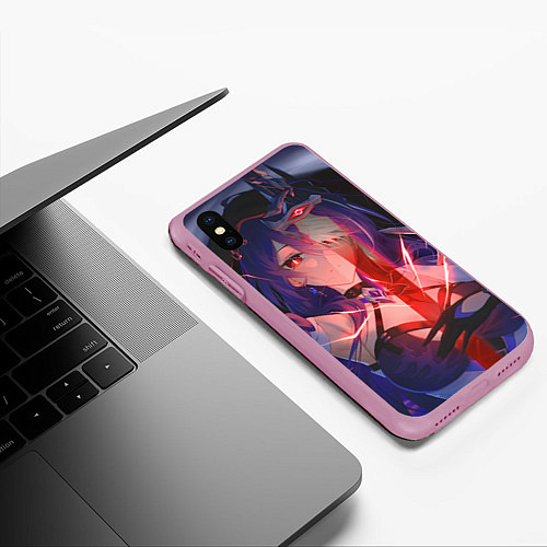 Чехол iPhone XS Max матовый Honkai Star Rail Black Swan beauty / 3D-Розовый – фото 3