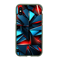 Чехол iPhone XS Max матовый Геометрические осколки, цвет: 3D-темно-зеленый