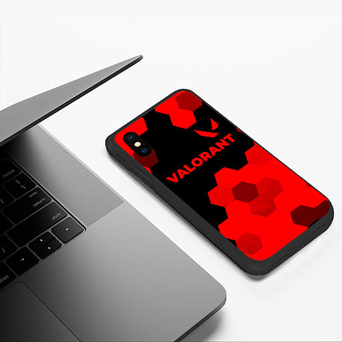 Чехол iPhone XS Max матовый Valorant - red gradient посередине / 3D-Черный – фото 3