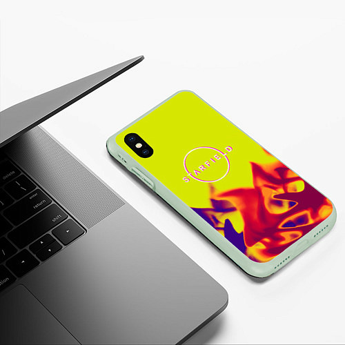 Чехол iPhone XS Max матовый Starfield fire steel / 3D-Салатовый – фото 3