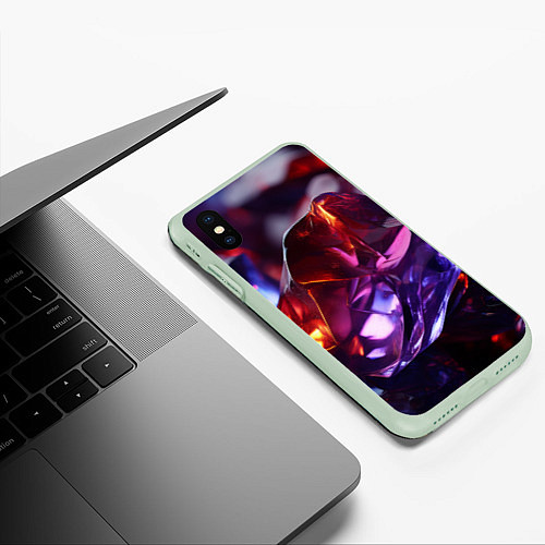 Чехол iPhone XS Max матовый Блестящие яркие камни текстура / 3D-Салатовый – фото 3