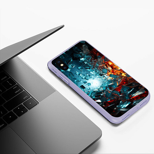 Чехол iPhone XS Max матовый Тоннель из осколков / 3D-Светло-сиреневый – фото 3