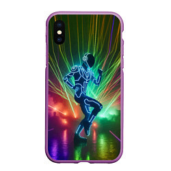 Чехол iPhone XS Max матовый Neon cyber dance - ai art fantasy, цвет: 3D-фиолетовый