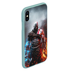 Чехол iPhone XS Max матовый God of War Кратос, цвет: 3D-мятный — фото 2