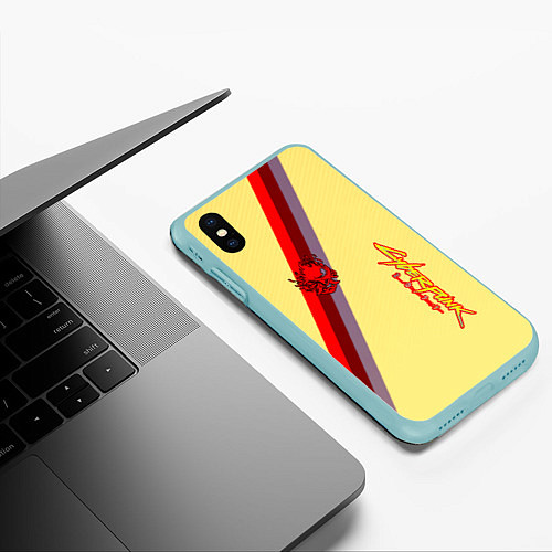 Чехол iPhone XS Max матовый Samurai geometry steel / 3D-Мятный – фото 3