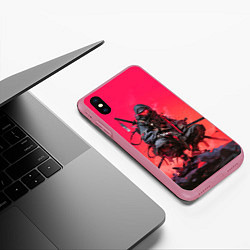 Чехол iPhone XS Max матовый Ниндзя в стиле киберпанк, цвет: 3D-малиновый — фото 2