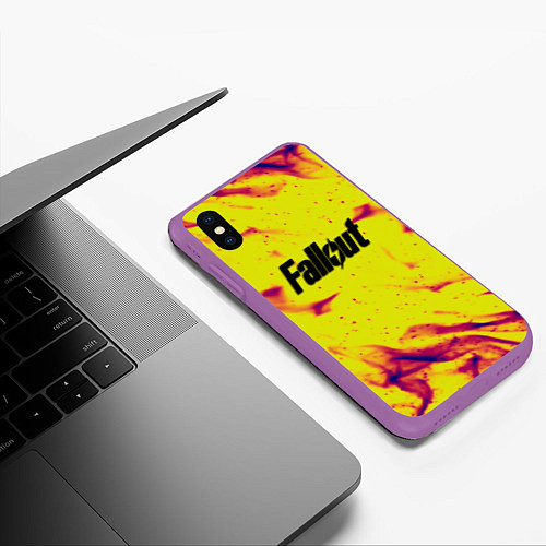 Чехол iPhone XS Max матовый Fallout fire steel / 3D-Фиолетовый – фото 3