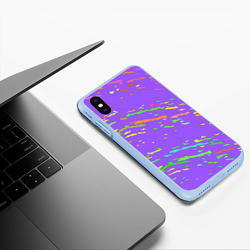 Чехол iPhone XS Max матовый Яркие штрихи / 3D-Голубой – фото 3