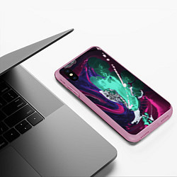 Чехол iPhone XS Max матовый Жидкие абстрактные краски, цвет: 3D-розовый — фото 2