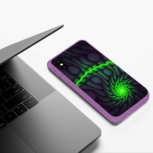 Чехол iPhone XS Max матовый Броня суперчеловека / 3D-Фиолетовый – фото 3