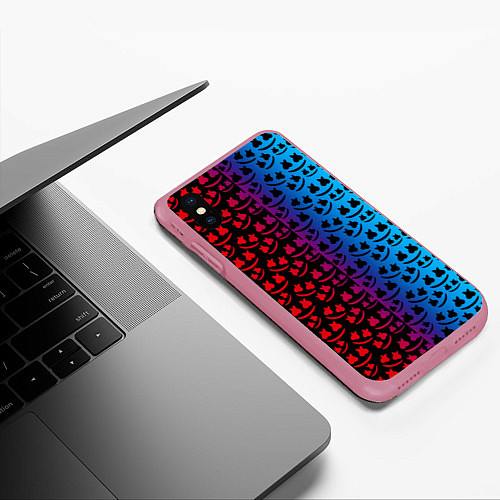 Чехол iPhone XS Max матовый Marshmello gradient / 3D-Малиновый – фото 3