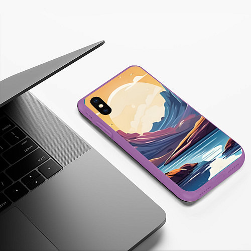 Чехол iPhone XS Max матовый Космическое озеро / 3D-Фиолетовый – фото 3