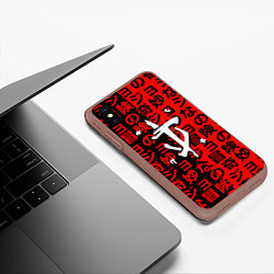 Чехол iPhone XS Max матовый Doom japan pattern steel, цвет: 3D-коричневый — фото 2