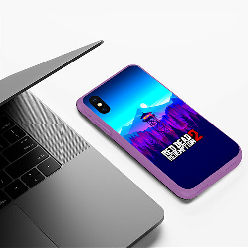 Чехол iPhone XS Max матовый Red Dead Redemption rockstar / 3D-Фиолетовый – фото 3