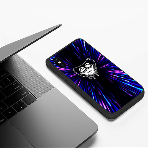 Чехол iPhone XS Max матовый Poppy Playtime neon energy / 3D-Черный – фото 3