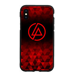 Чехол iPhone XS Max матовый Linkin Park red poly, цвет: 3D-черный