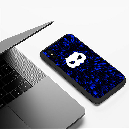 Чехол iPhone XS Max матовый DanMachi blue energy / 3D-Черный – фото 3