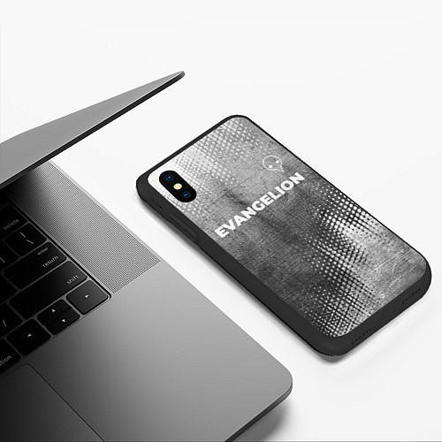 Чехол iPhone XS Max матовый Evangelion - grey gradient посередине / 3D-Черный – фото 3