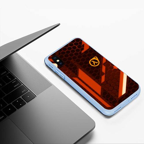 Чехол iPhone XS Max матовый Half life geometry steel metal / 3D-Голубой – фото 3