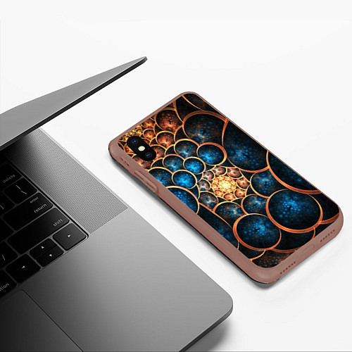 Чехол iPhone XS Max матовый Оптическая абстракция круги / 3D-Коричневый – фото 3