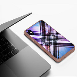 Чехол iPhone XS Max матовый Текстура полосы, цвет: 3D-коричневый — фото 2