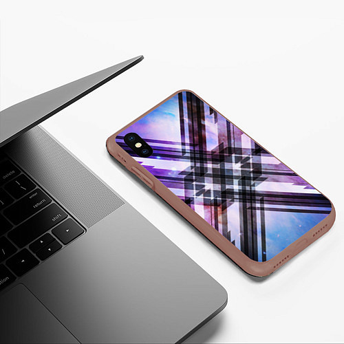 Чехол iPhone XS Max матовый Текстура полосы / 3D-Коричневый – фото 3