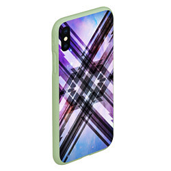 Чехол iPhone XS Max матовый Текстура полосы, цвет: 3D-салатовый — фото 2