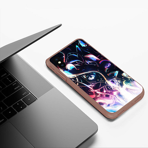 Чехол iPhone XS Max матовый Фрактальный узор текстура / 3D-Коричневый – фото 3