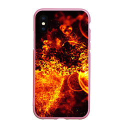 Чехол iPhone XS Max матовый Огненный фрактал текстура, цвет: 3D-розовый