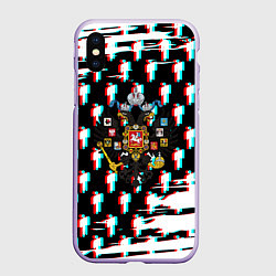 Чехол iPhone XS Max матовый Имперская Россия будущего глитч, цвет: 3D-светло-сиреневый