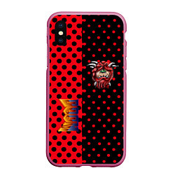 Чехол iPhone XS Max матовый Doom pattern steell, цвет: 3D-малиновый