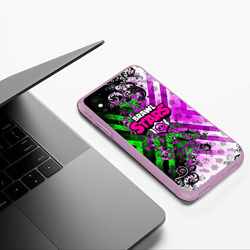 Чехол iPhone XS Max матовый Brawl stars pattern geometry / 3D-Сиреневый – фото 3