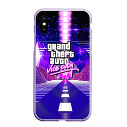 Чехол iPhone XS Max матовый GTA vice city retrovawe, цвет: 3D-светло-сиреневый