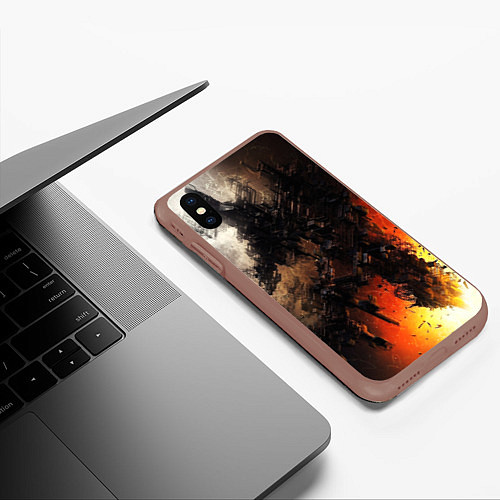 Чехол iPhone XS Max матовый Взрыв абстракции текстура / 3D-Коричневый – фото 3