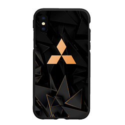 Чехол iPhone XS Max матовый Mitsubishi golden poly, цвет: 3D-черный