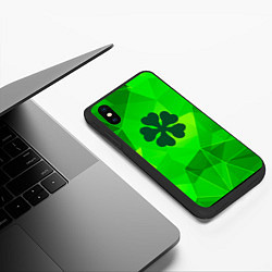 Чехол iPhone XS Max матовый Black Clover green poly, цвет: 3D-черный — фото 2